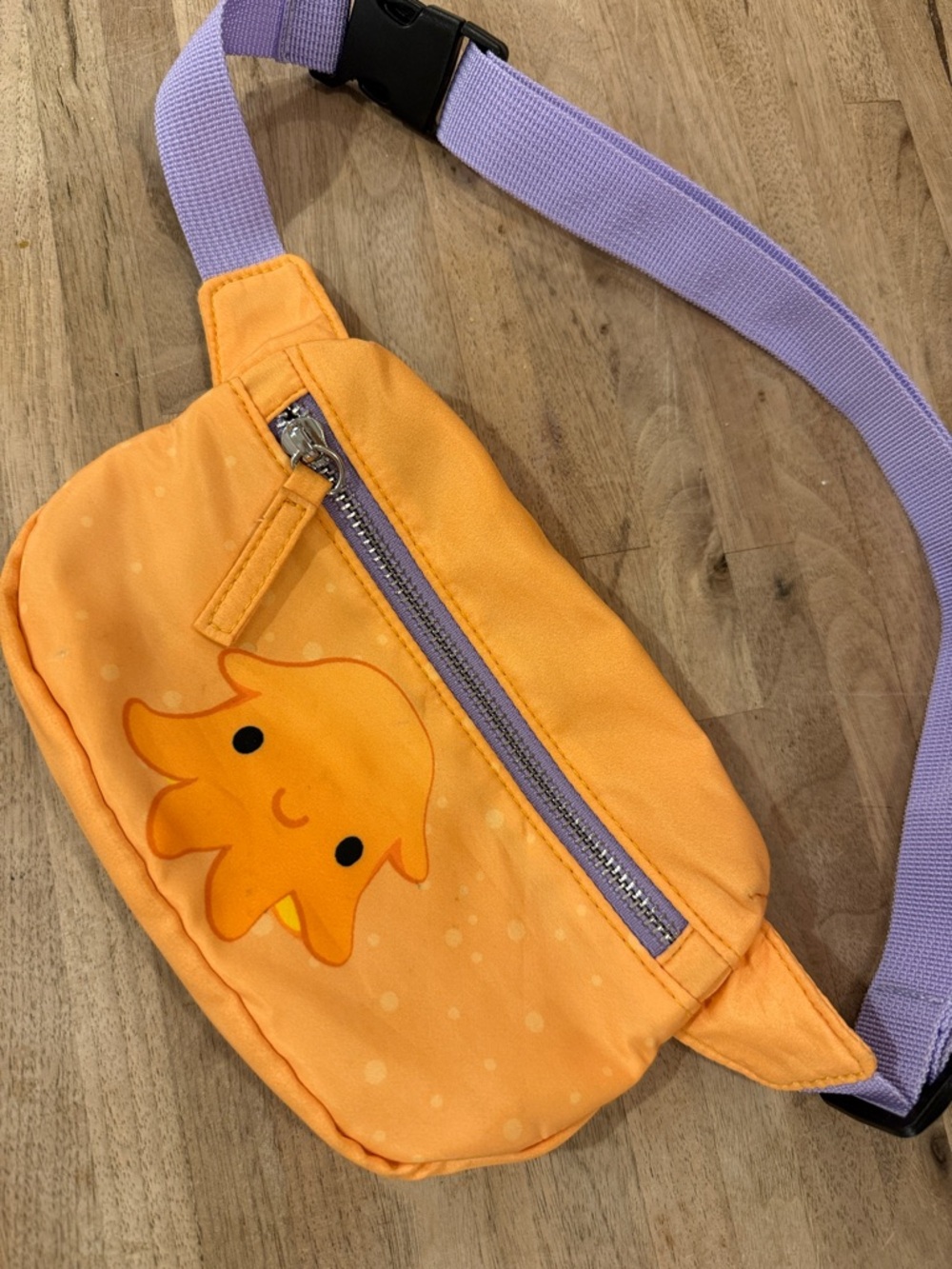 Fiesta Orange Octopus Kids Waist Bag with Purple Strap